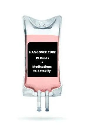 A pink bag with the words hangover cure written on it.