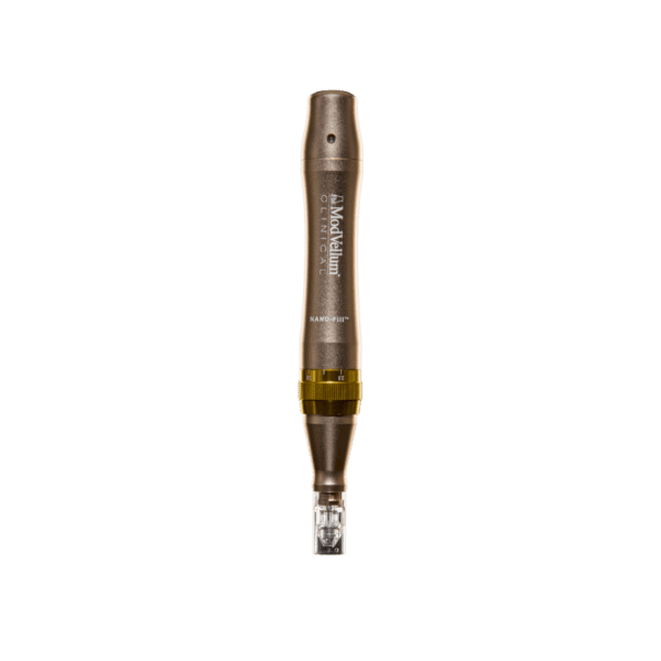 A green background with an image of a pen.