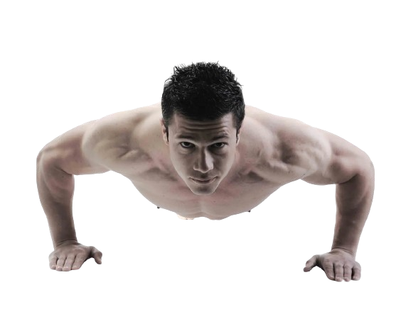 Man doing a push-up exercise.